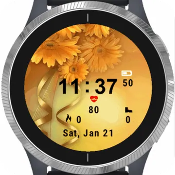 Gold Flowers Garmin watch face preview