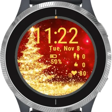 Gold Gliter Christmas Garmin watch face preview