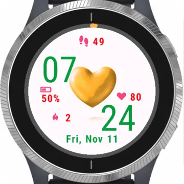 Gold Heart Garmin watch face preview