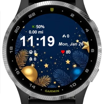 Gold Lights Fir Garmin watch face preview