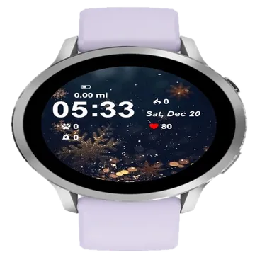 Gold Snowflakes Lights Garmin watch face preview