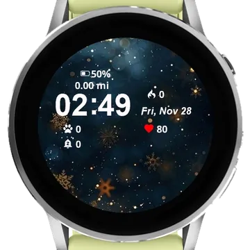 Gold Snowflakes Garmin watch face preview
