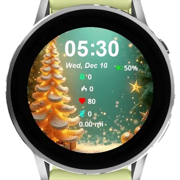 Gold Tree Christmas Garmin watch face preview