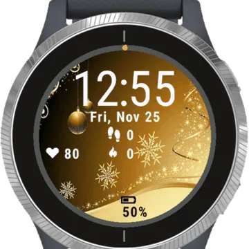 Gold Wallpaper Merry Christmas Garmin watch face preview