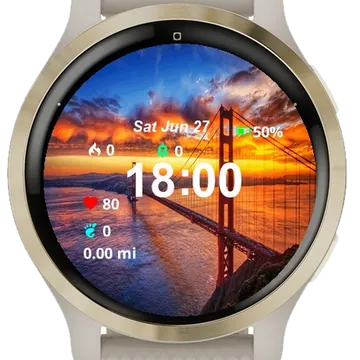 Golden Gate Bridge Sunset Garmin watch face preview