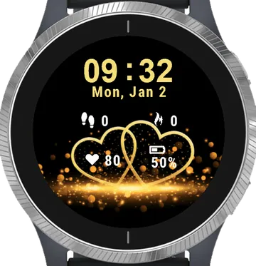Golden Heart Garmin watch face preview