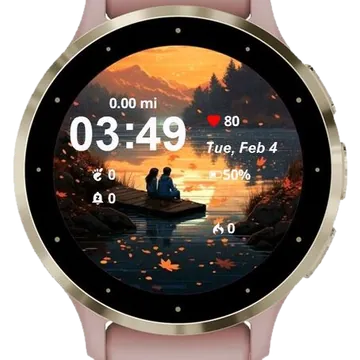 Golden Hour by the Lake Garmin watch face preview