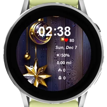 Golden Stars Bak Garmin watch face preview
