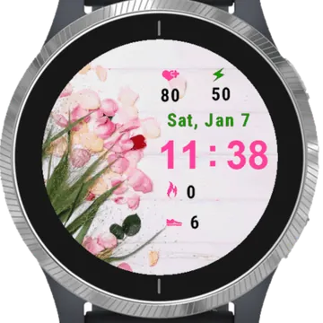 Grass Rose Petals Garmin watch face preview