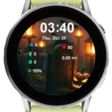 Graveyard Pumpkin Garmin watch face preview