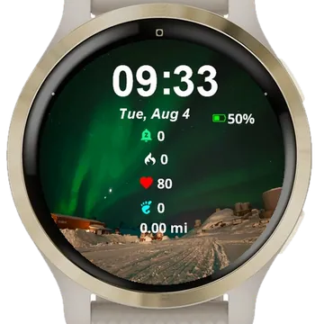 Green Auroral Light Sky Garmin watch face preview