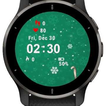 Green Background Christmas Garmin watch face preview
