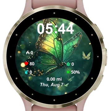 Green Butterfly Garmin watch face preview