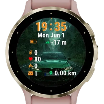 Green Car Parked Rain Garmin watch face preview