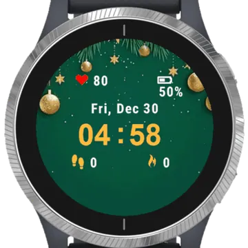 Green Christmas Balls Garmin watch face preview