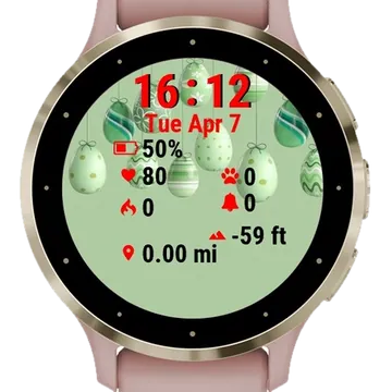 Green Christmas Ornaments Garmin watch face preview