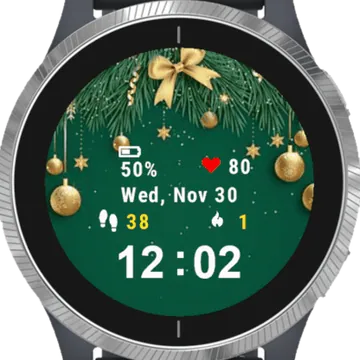 Green Christmas Stars Garmin watch face preview