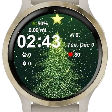 Green Christmas Tree Garmin watch face preview