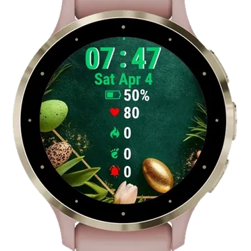 Green Easter Background Garmin watch face preview
