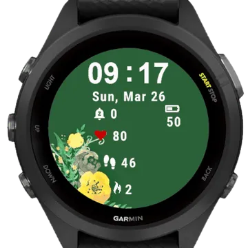 Green Flowers Garmin watch face preview