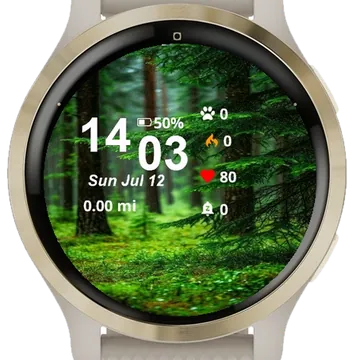 Green Forest Filled Lots Trees Garmin watch face preview