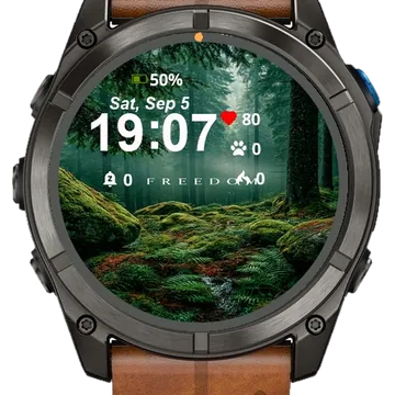 Green Forest Moss Covered Rocks Garmin watch face preview