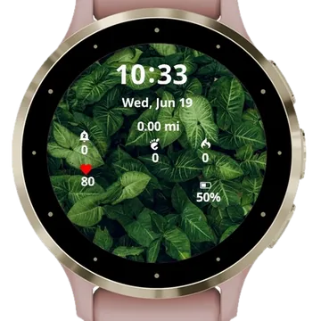 Green Leaf Background Garmin watch face preview