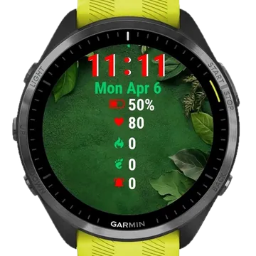 Green Leaves Garmin watch face preview
