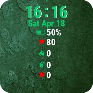 Green Leaves Black Garmin watch face preview