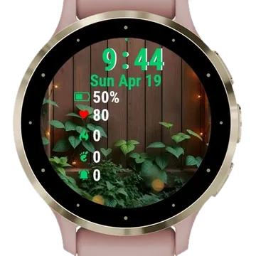 Green Leaves Lights Garmin watch face preview