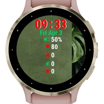 Green Leaves Garmin watch face preview