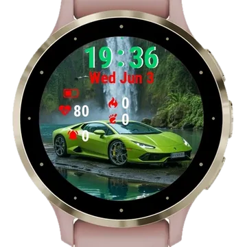Green Sports Car Parked Garmin watch face preview