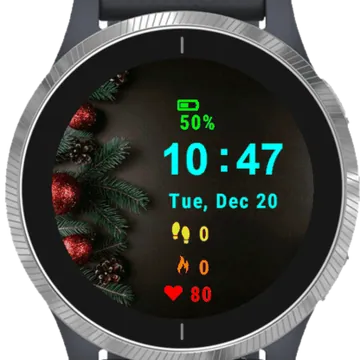 Green Tree Red Baubles Garmin watch face preview