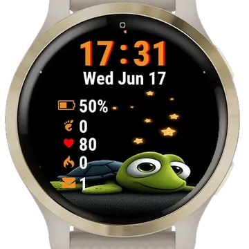 Green Turtle Laying Ground Star Garmin watch face preview