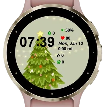 Green Winter Tree Garmin watch face preview