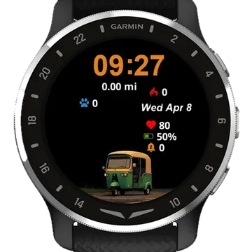 Green Yellow Car Garmin watch face preview