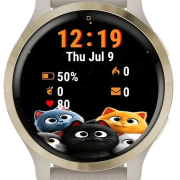 Group Cats Standing Together Garmin watch face preview