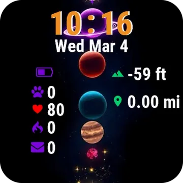 Group Planets Stars Garmin watch face preview