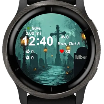 Halloween Cemetery Garmin watch face preview