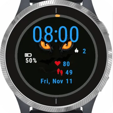 Halloween Dark Cat Garmin watch face preview