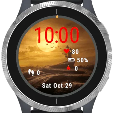 Halloween Night Moon Garmin watch face preview