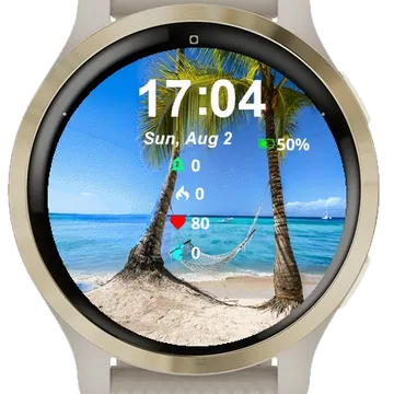 Hammock Between Two Palm Trees Beach Garmin watch face preview