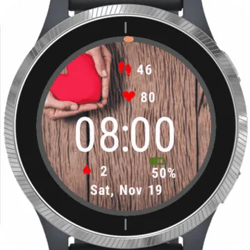 Hand Holding Red Heart Wood Garmin watch face preview