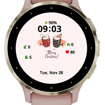 Hands keeping mugs of cocoa Garmin watch face preview