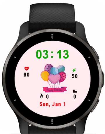Happy Birthday Garmin watch face preview