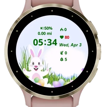 Happy Bunny Easter Grass Garmin watch face preview