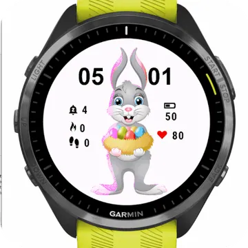 Happy Bunny With Eggs Garmin watch face preview