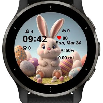 Happy Bunny With Many Eggs Garmin watch face preview