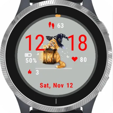 Happy Cat Halloween Garmin watch face preview