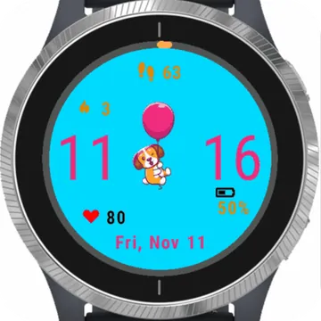 Happy Dog and Ballon Garmin watch face preview